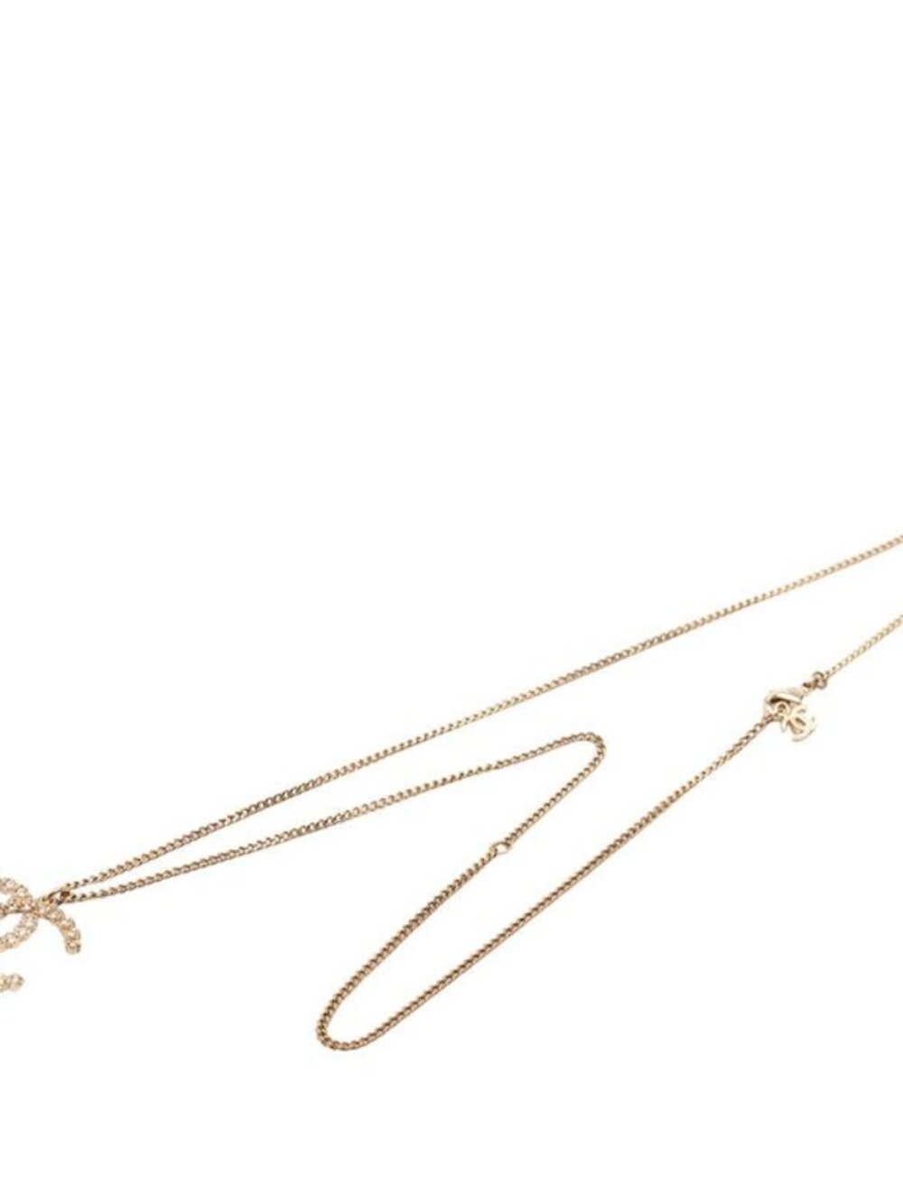 Chanel CC Logo Necklace Gold Plated Rhinestone - Picture 3 of 6